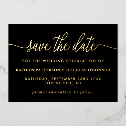 Invitation En Aluminium Script Simple Enregistrer La Date Réelle (Recto)