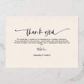 Invitation En Aluminium Script simple moderne 5 photos merci mariage (Verso)