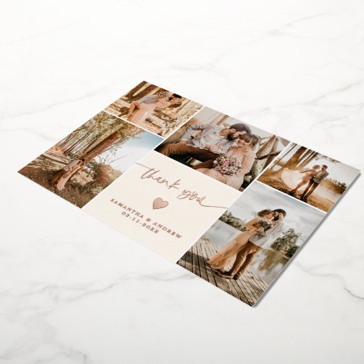 Invitation En Aluminium Script simple moderne 5 photos merci mariage (Rotation)