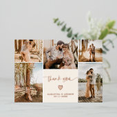 Invitation En Aluminium Script simple moderne 5 photos merci mariage (Debout devant)