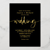 Invitation En Aluminium Script simple or moderne élégant mariage (Recto)
