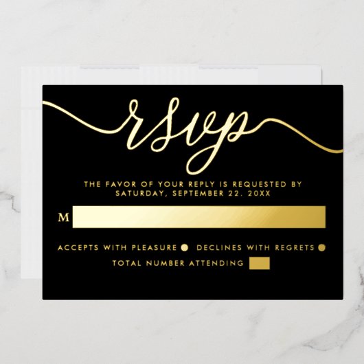 Invitation En Aluminium Script simple - Real Foil - Mariage RSVP (Enveloppe)