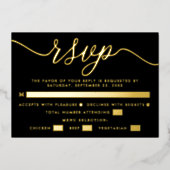 Invitation En Aluminium Script simple - Real Foil - Mariage RSVP & Menu (Recto)