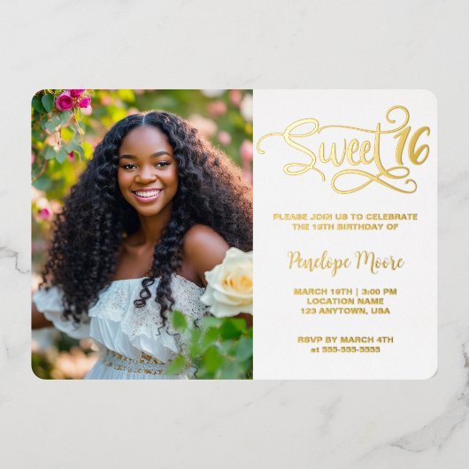 Invitation En Aluminium Script tendance Sweet 16 Anniversaire Photo (Recto)