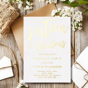 Invitation En Aluminium Seize et fabuleux anniversaire en or déjoué