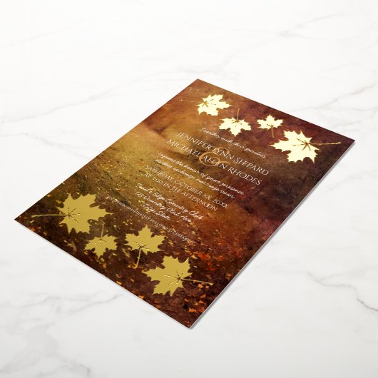 Invitation En Aluminium sentier d'automne feuille accent mariage (Rotation)