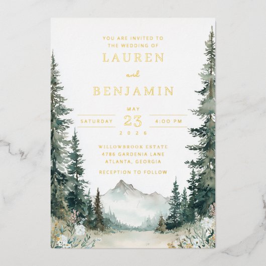 Invitation En Aluminium Serene Mountain Wedding (Recto)