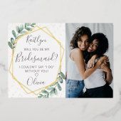 Invitation En Aluminium Serez-Vous Mon Éucalyptus Géométrique (Recto)