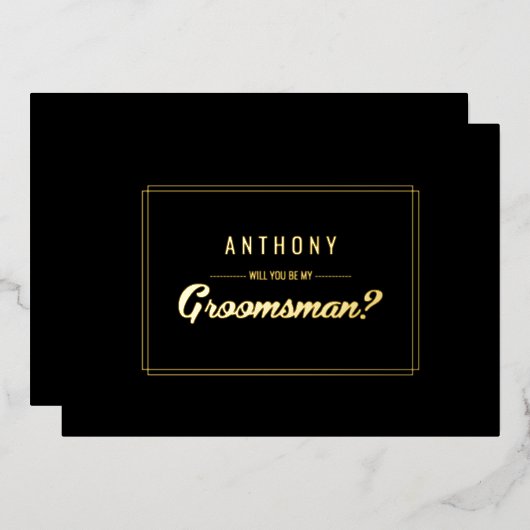 Invitation En Aluminium Serez-vous mon Groomsman ? Mariage d'or noir (Recto/Verso)