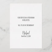 Invitation En Aluminium Serez-Vous Mon Groomsman ? Script moderne Silver (Verso)