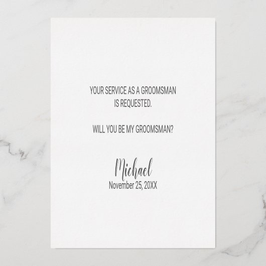 Invitation En Aluminium Serez-Vous Mon Groomsman ? Script moderne Silver (Verso)
