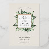 Invitation En Aluminium Serre | Elégant Mariage botanique aquarelle (Recto)