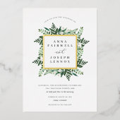 Invitation En Aluminium Serre | Elégant Mariage botanique aquarelle (Recto)