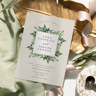 Invitation En Aluminium Serre   Elégant Mariage botanique aquarelle