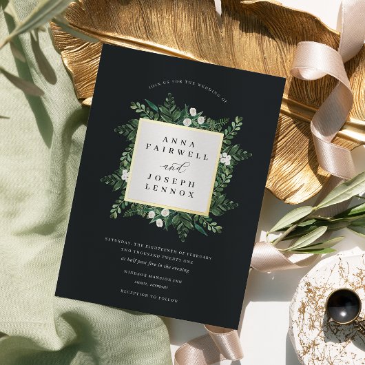 Invitation En Aluminium Serre | Elégant Mariage botanique aquarelle