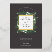 Invitation En Aluminium Serre | Elégant Mariage botanique aquarelle (Recto)