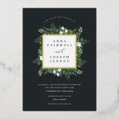 Invitation En Aluminium Serre | Elégant Mariage botanique aquarelle (Recto)