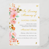 Invitation En Aluminium Service commémoratif aux papillons floraux rose (Recto)