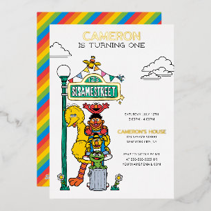 Invitation En Aluminium Sesame Street Characters & Street Sign Anniversair