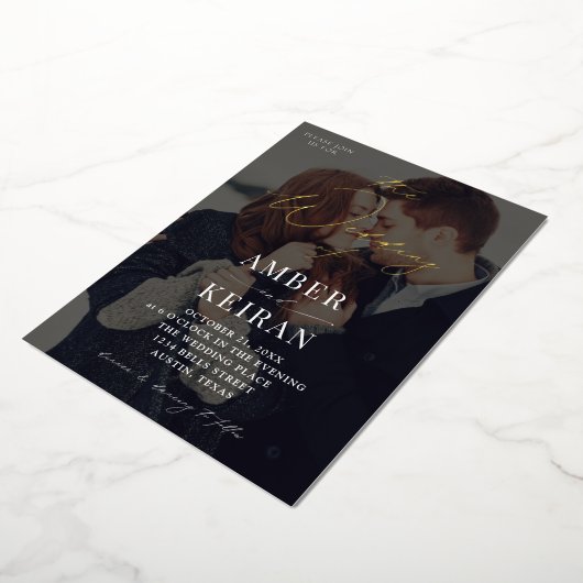 Invitation En Aluminium Shades - Mariage photo foncé (Rotation)