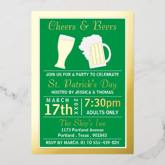 Invitation En Aluminium Shamrock St. Patrick's Day Party (Recto)