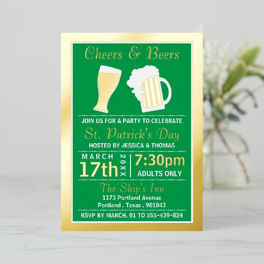 Invitation En Aluminium Shamrock St. Patrick's Day Party (Debout devant)