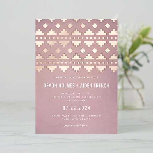Invitation En Aluminium Shell Pink Sud-Ouest Gleam Mariage Rose Gold (Debout devant)