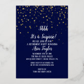 Invitation En Aluminium Shhh C'est une surprise Confetti sur Marine Blue G (Recto)