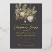 Invitation En Aluminium Shimmer Gold Baubles Noël (Recto)