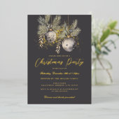Invitation En Aluminium Shimmer Gold Baubles Noël (Debout devant)