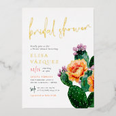 Invitation En Aluminium Shiny Boho Desert Cactus & Flowers Fête des mariée (Recto)