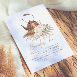 Invitation En Aluminium Shiny Boho Floral Pampas Fête des mariées de thé e