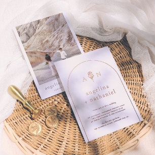 Invitation En Aluminium Shiny Boho Minimaliste Arc Floral Mariage photo