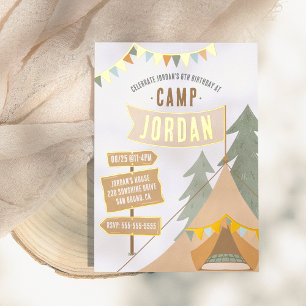 Invitation En Aluminium Shiny Camping Outdoor Adventure Boy Anniversday Pa