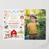 Invitation En Aluminium Shiny Farm Animaux Bash fête d'anniversaire Photo (Recto)