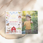 Invitation En Aluminium Shiny Farm Animaux Bash fête d'anniversaire Photo<br><div class="desc">Ajoutez un peu de brillance à vos invitations d'anniversaire avec de l'or véritable, de l'argent ou de l'or rose ! Fêtez le grand jour de votre petit fermier avec cette invitation de fête d'anniversaire ! Le côté gauche de l'invitation de fête d'anniversaire présente un cadre plein de charmantes illustrations d'animaux...</div>