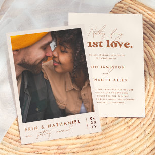 Invitation En Aluminium Shiny Just Love Cream Terracotta Retro Mariage