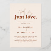 Invitation En Aluminium Shiny Just Love Cream Terracotta Retro Mariage (Verso)