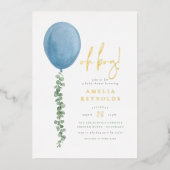 Invitation En Aluminium Shiny Oh Boy Eucalyptus Baby shower de ballon (Recto)