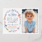 Invitation En Aluminium Shiny Pirate Under the Sea Boys Photo Anniversaire (Recto)