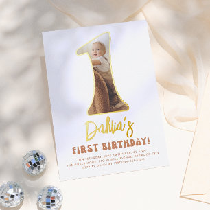 Invitation En Aluminium Shiny Super One Boho les années 70 Photo 1er anniv