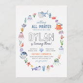 Invitation En Aluminium Shiny Under The Sea Ocean Boys Pirate Birthday (Recto)