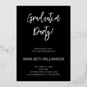 Invitation En Aluminium Side Typographie 3 Photo Graduation Party (Verso)