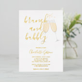 Invitation En Aluminium Signature Script Brunch Bubbly Fête des mariées Go (Debout devant)