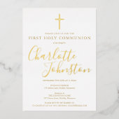 Invitation En Aluminium Signature Script Gold First Holy Communion (Recto)
