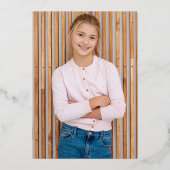 Invitation En Aluminium Signature Script Rose Gold Photo Holy Communion (Verso)