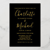 Invitation En Aluminium Signature Tout en un Mariage d'or noir (Recto)