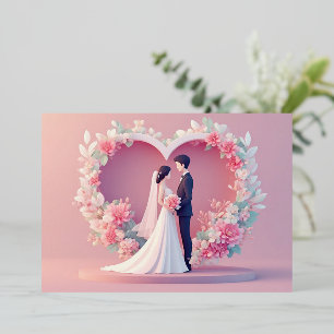 Invitation En Aluminium Silhouette de couple de mariage romantique