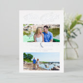 Invitation En Aluminium Silver Better Together Quote 2 Photos Wedding (Debout devant)