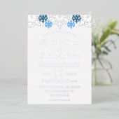 Invitation En Aluminium Silver Blue Snowflakes Mariage d'hiver (Debout devant)